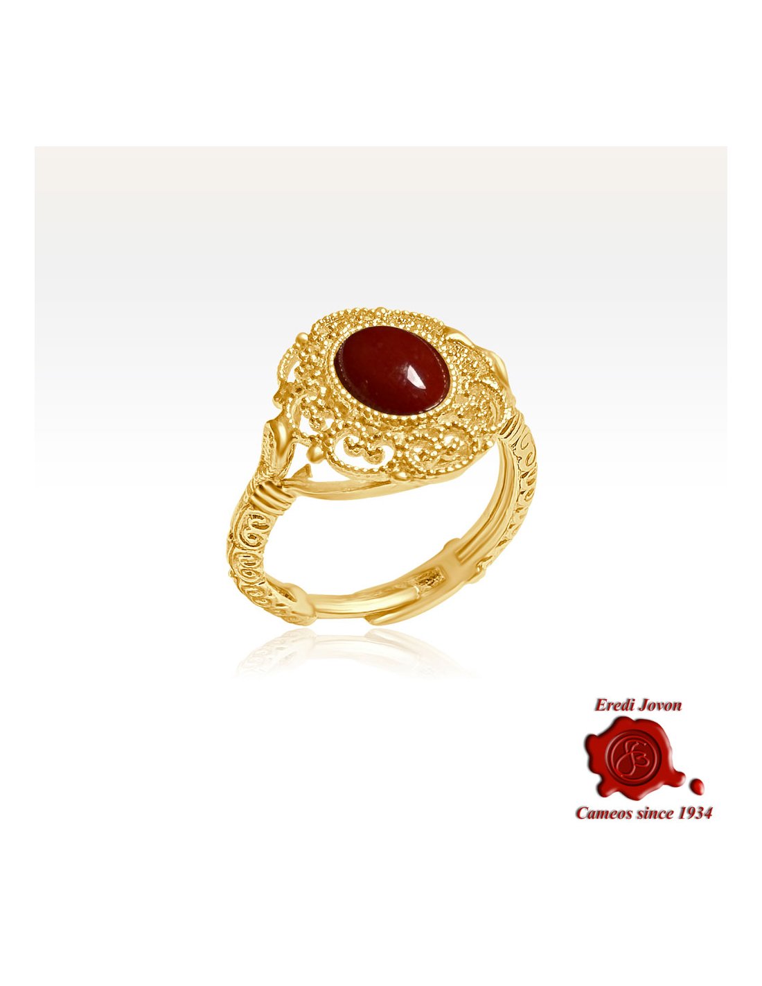 Anello Dorato Filigrana Corallo Rosso Anello Dorato Filigrana Corallo Rosso