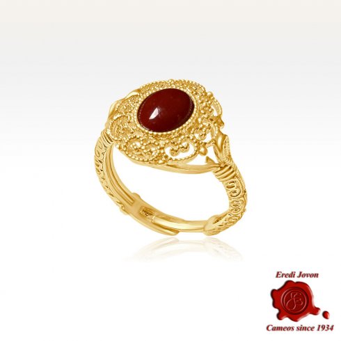 Golden Red Coral Filigree Ring Golden Red Coral Filigree Ring