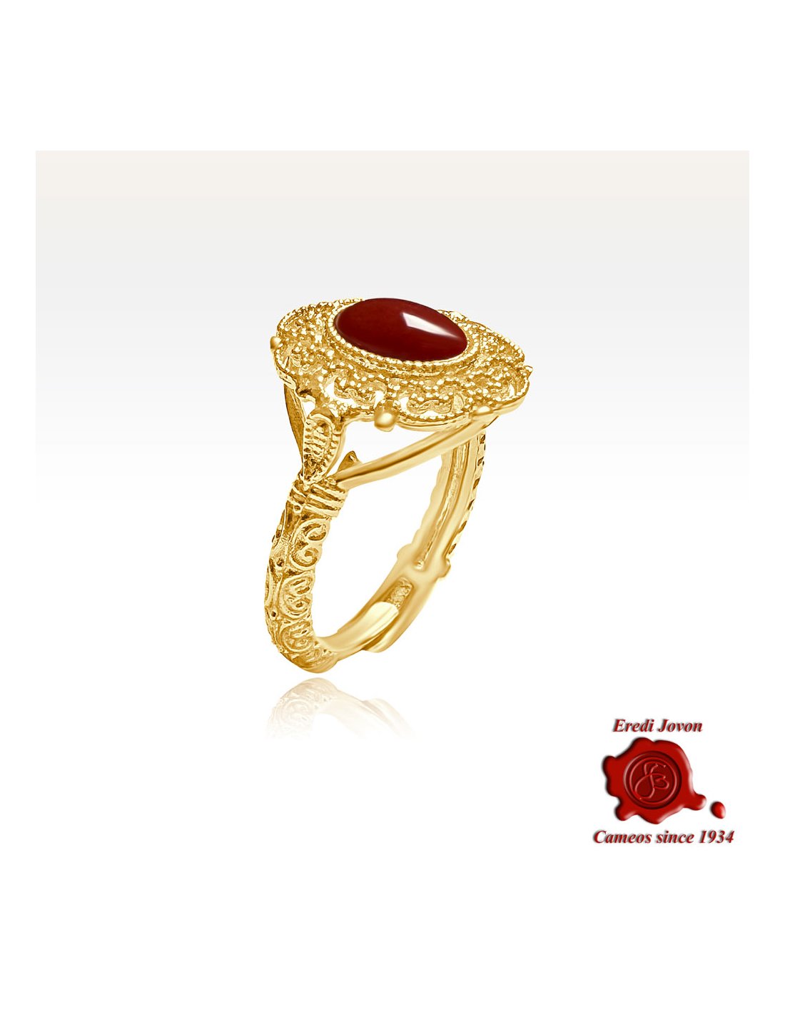 Golden Red Coral Filigree Ring Golden Red Coral Filigree Ring