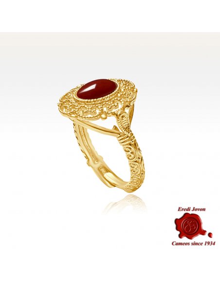 Golden Red Coral Filigree Ring Golden Red Coral Filigree Ring