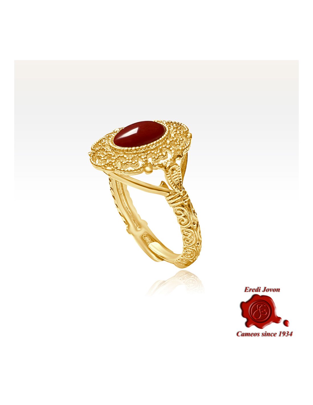 Golden Red Coral Filigree Ring Golden Red Coral Filigree Ring