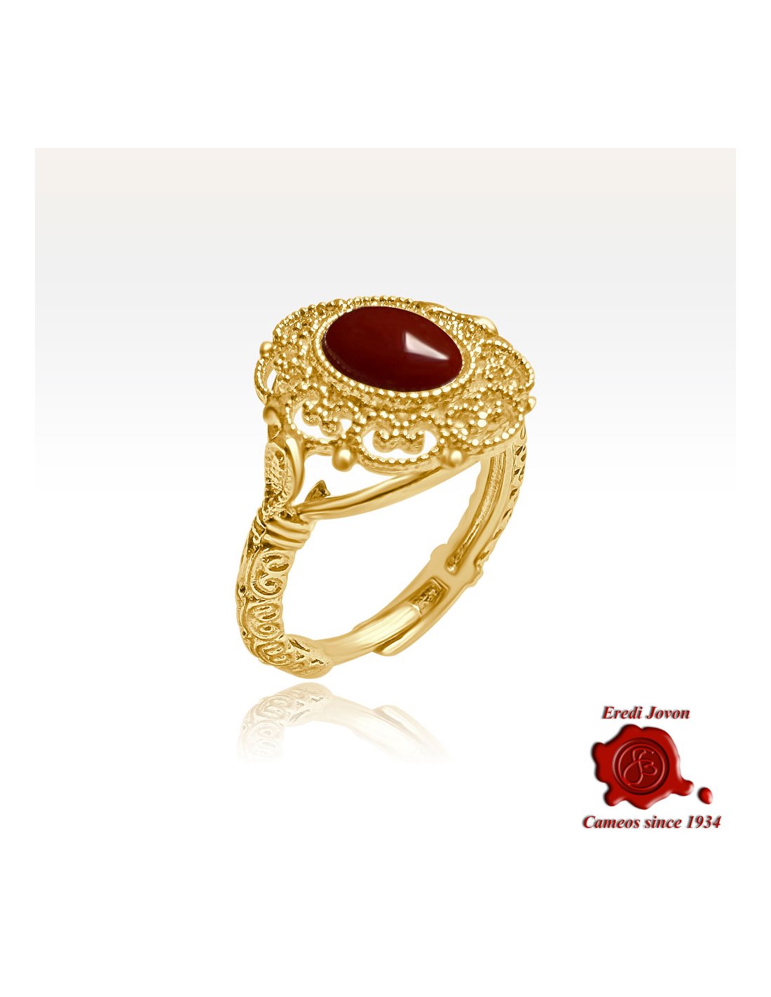 Golden Red Coral Filigree Ring Golden Red Coral Filigree Ring