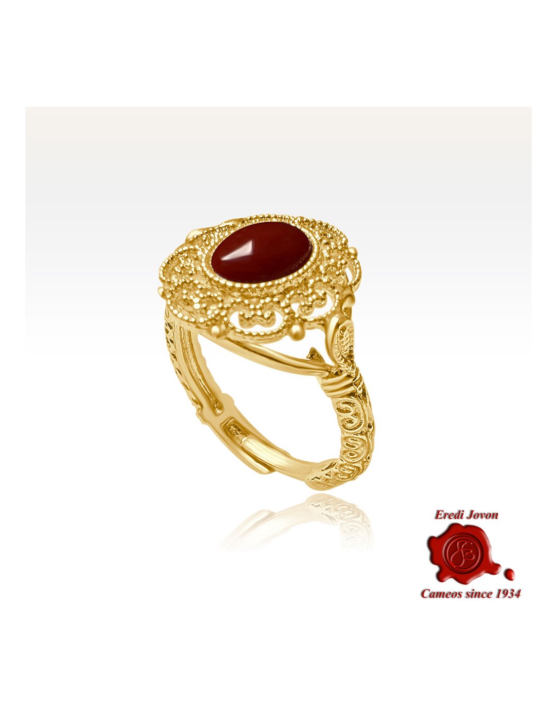 Golden Red Coral Filigree Ring Golden Red Coral Filigree Ring