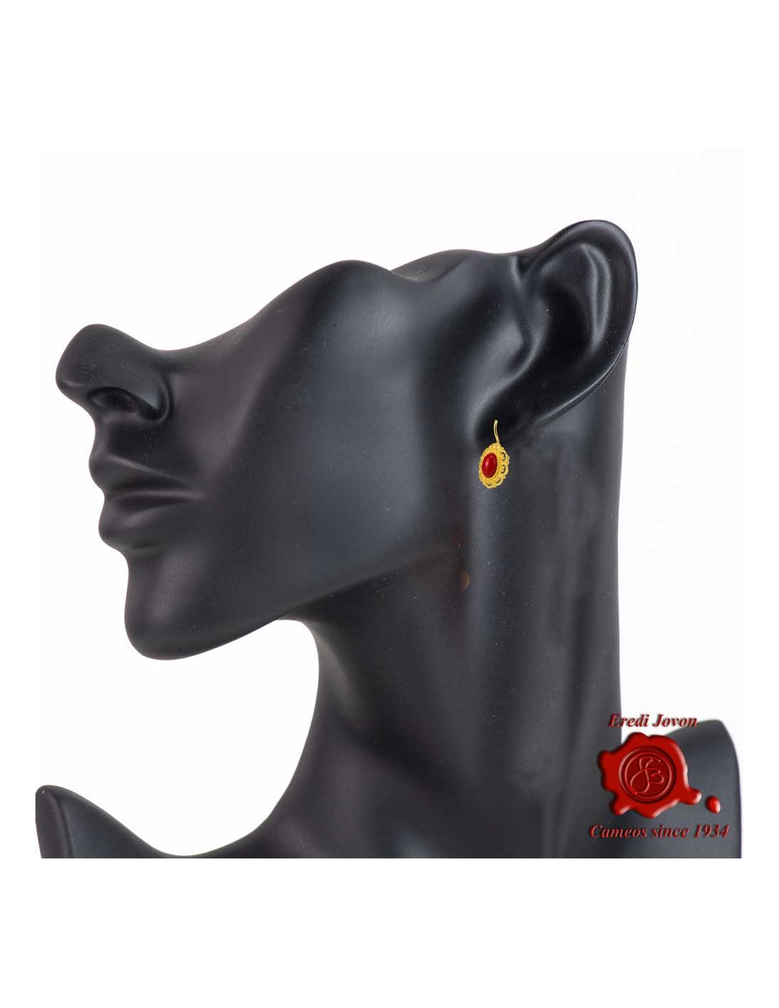 Orecchini Filigrana Dorata e Corallo Rosso Orecchini Filigrana Dorata e Corallo Rosso