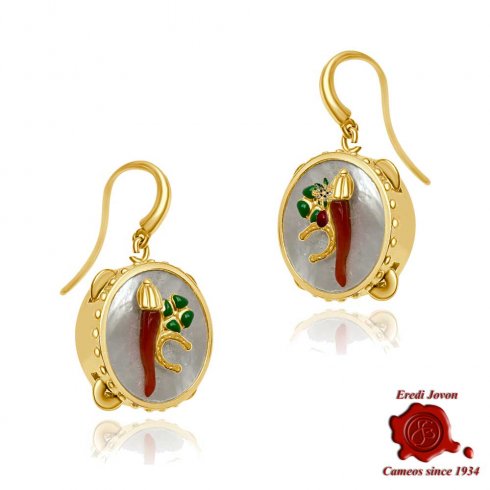 Lucky Horn, Four-Leaf Clover & Horseshoe Earrings Lucky Horn, Four-Leaf Clover & Horseshoe Earrings