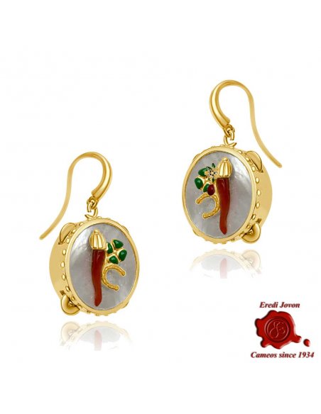 Lucky Horn, Four-Leaf Clover & Horseshoe Earrings Lucky Horn, Four-Leaf Clover & Horseshoe Earrings