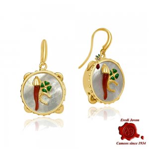 Orecchini Portafortuna Cornetto Quadrifoglio Ferro di Cavallo 2