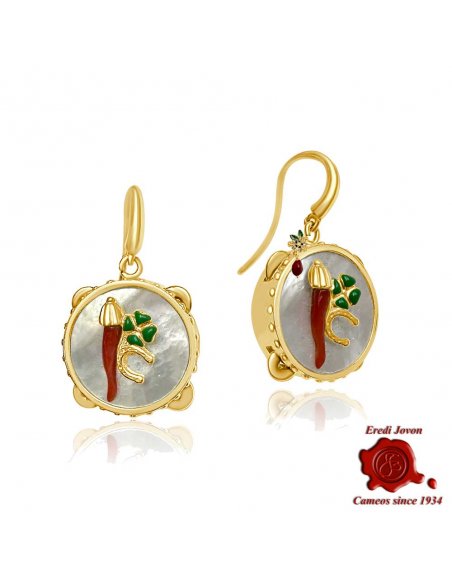 Lucky Horn, Four-Leaf Clover & Horseshoe Earrings Lucky Horn, Four-Leaf Clover & Horseshoe Earrings