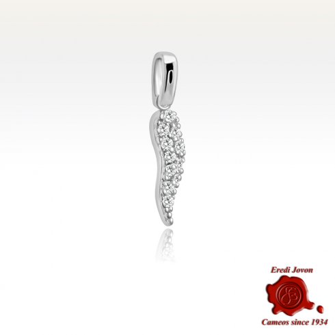 Diamond Italian Horn White Gold Pendant Diamond Italian Horn White Gold Pendant