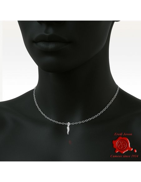 Diamond Italian Horn White Gold Pendant Diamond Italian Horn White Gold Pendant