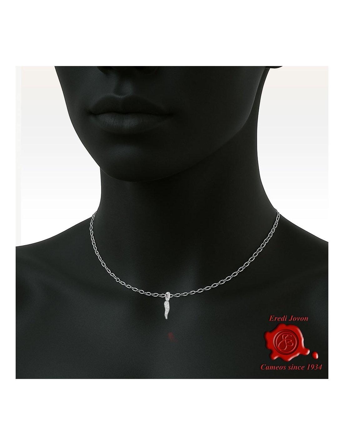 Diamond Italian Horn White Gold Pendant Diamond Italian Horn White Gold Pendant