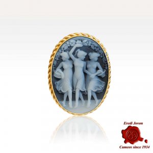 Tre Grazie cammeo spilla e ciondolo oro