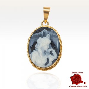 Gold Rialto Dream Agate Cameo Pendant