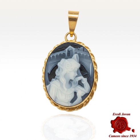 Gold Rialto Dream Agate Cameo Pendant