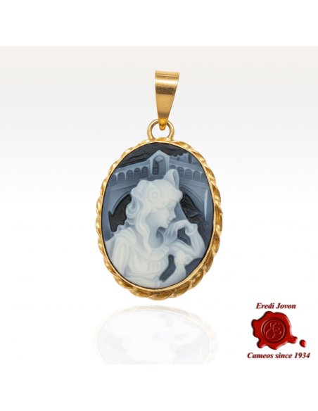 Gold Rialto Dream Agate Cameo Pendant