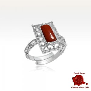 Anello Corallo Rosso Filigrana Argento