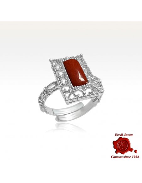Anello Corallo Rosso Filigrana Argento Anello Corallo Rosso Filigrana Argento