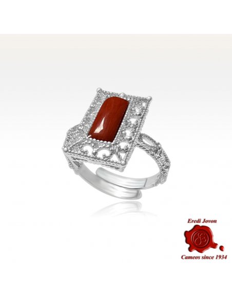 Red Coral Ring Silver Filigree Red Coral Ring Silver Filigree