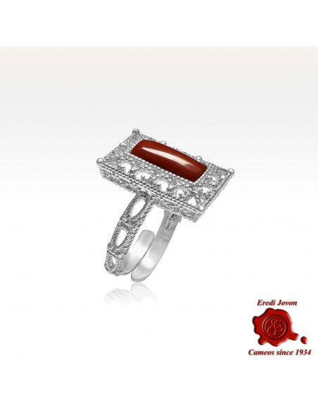 Red Coral Ring Silver Filigree Red Coral Ring Silver Filigree