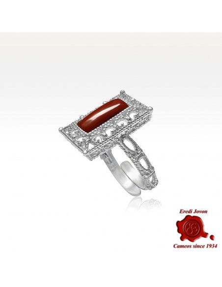 Anello Corallo Rosso Filigrana Argento Anello Corallo Rosso Filigrana Argento