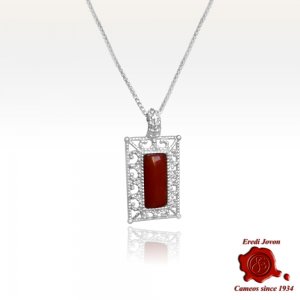 Silver Filigree Pendant with Red Coral 2