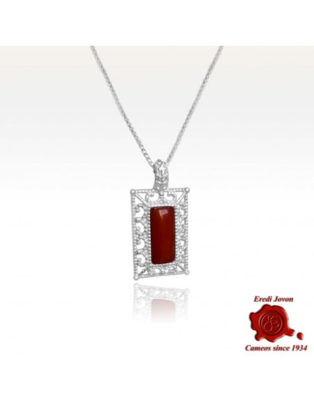 Ciondolo Corallo Rosso Filigrana Argento Ciondolo Corallo Rosso Filigrana Argento