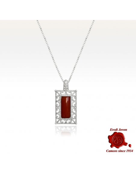 Silver Filigree Pendant with Red Coral Silver Filigree Pendant with Red Coral
