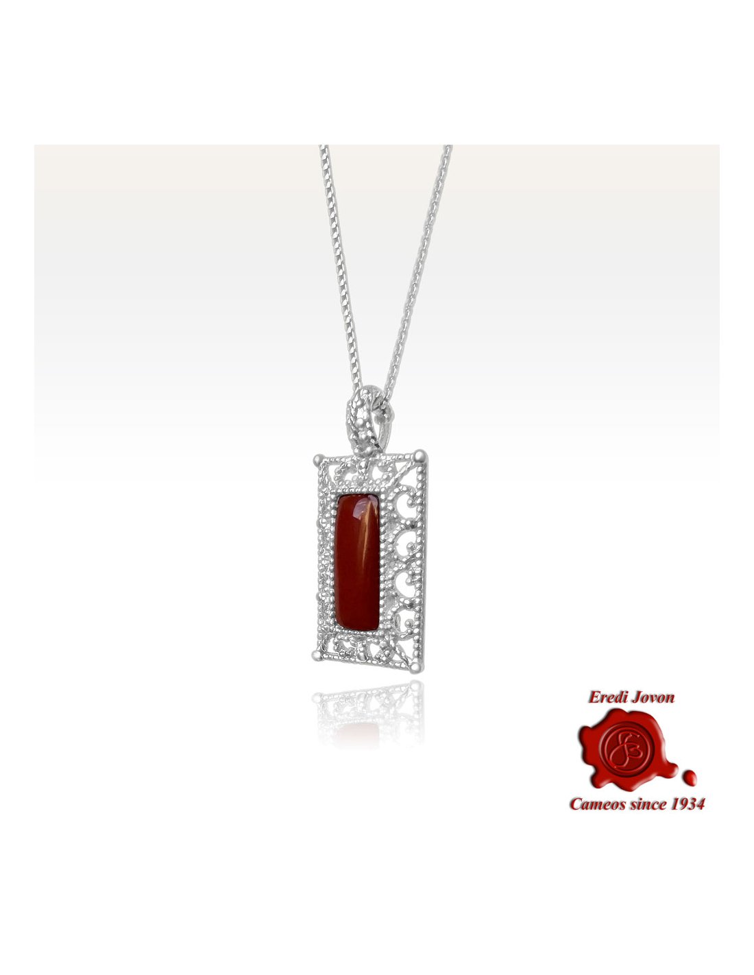 Silver Filigree Pendant with Red Coral Silver Filigree Pendant with Red Coral