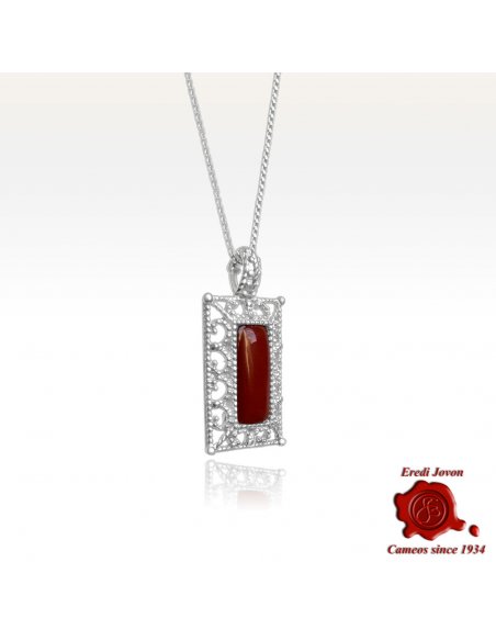 Silver Filigree Pendant with Red Coral Silver Filigree Pendant with Red Coral