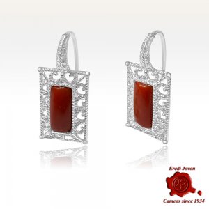 Red Coral Silver Filigree...
