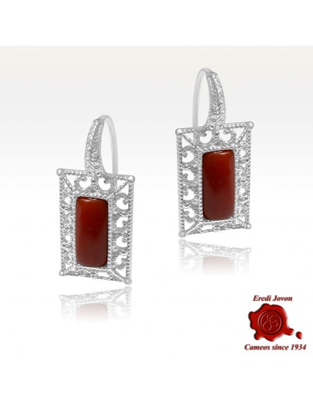 Orecchini Filigrana Argento con Corallo Rosso Orecchini Filigrana Argento con Corallo Rosso