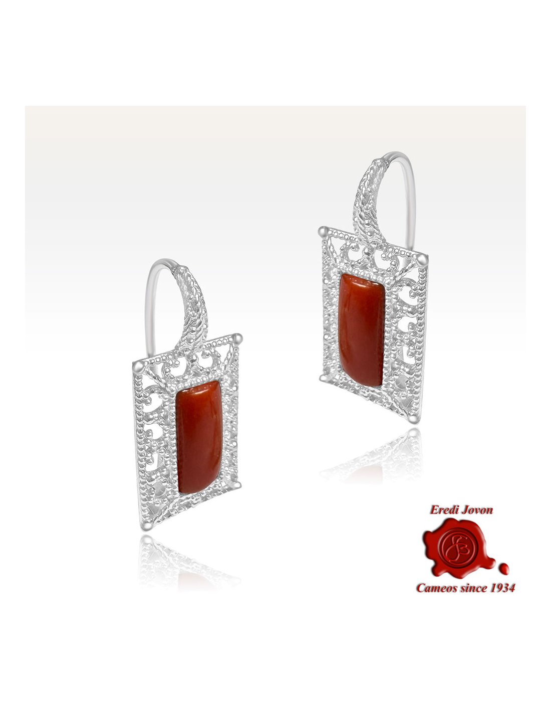 Orecchini Filigrana Argento con Corallo Rosso Orecchini Filigrana Argento con Corallo Rosso
