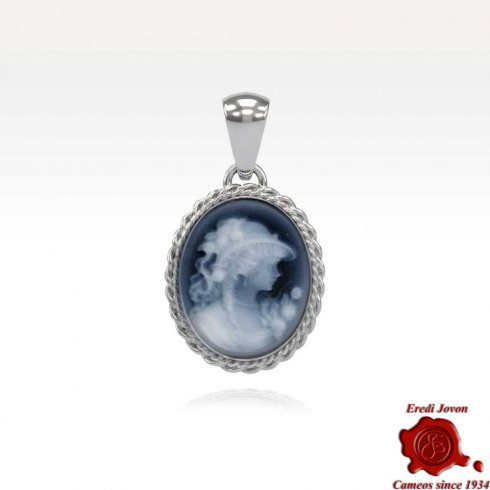 Angelica Blue Cameo Necklace