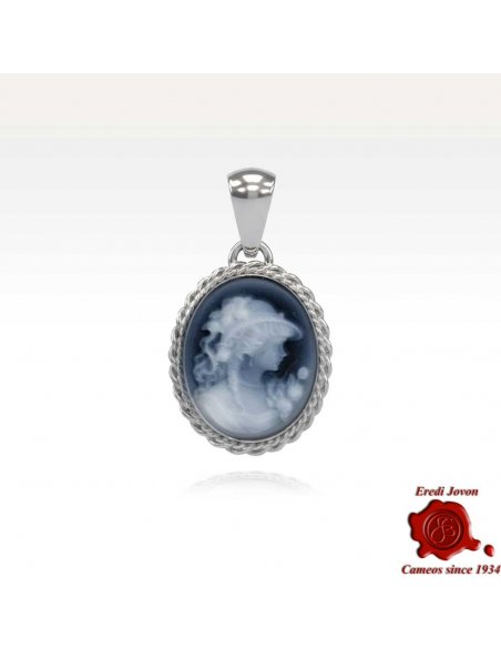 Angelica Blue Cameo Necklace