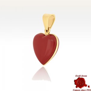 Red Coral Pendant Heart Shaped in Gold 2