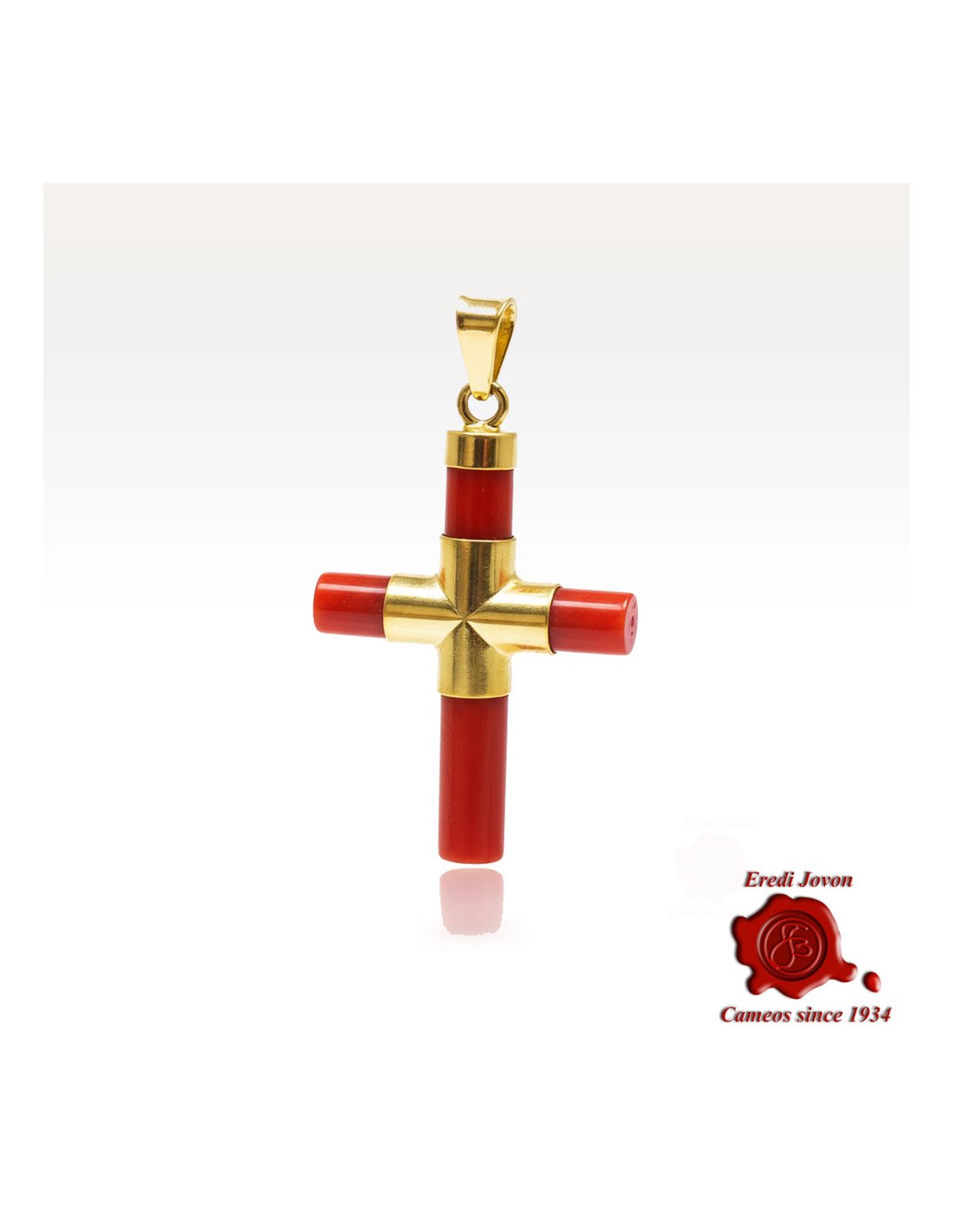 Red Coral Cross in Gold Red Coral Cross in Gold