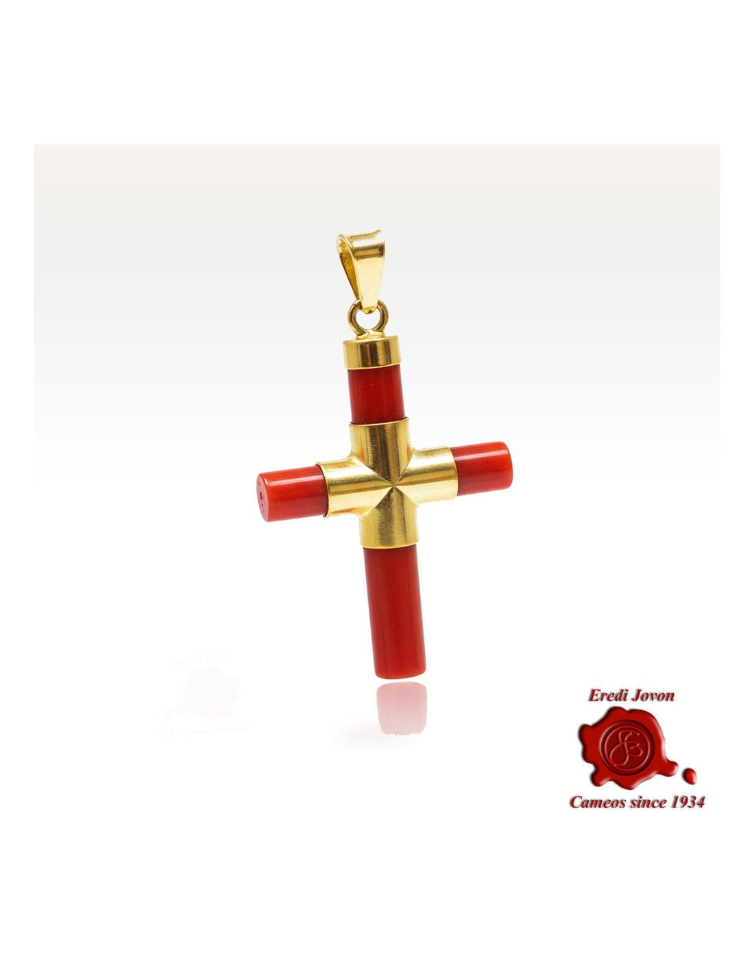 Red Coral Cross in Gold Red Coral Cross in Gold