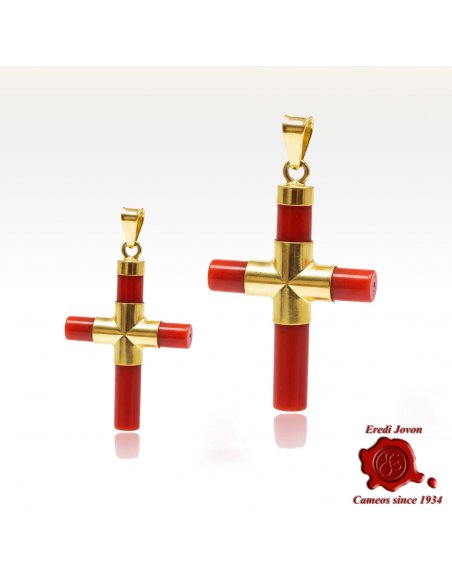 Red Coral Cross in Gold Red Coral Cross in Gold
