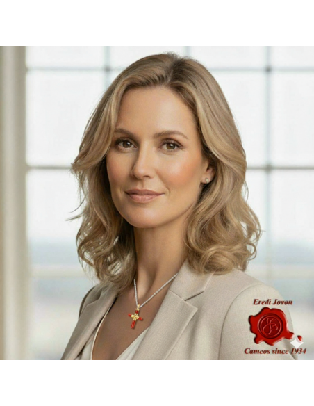 Red Coral Cross in Gold Red Coral Cross in Gold