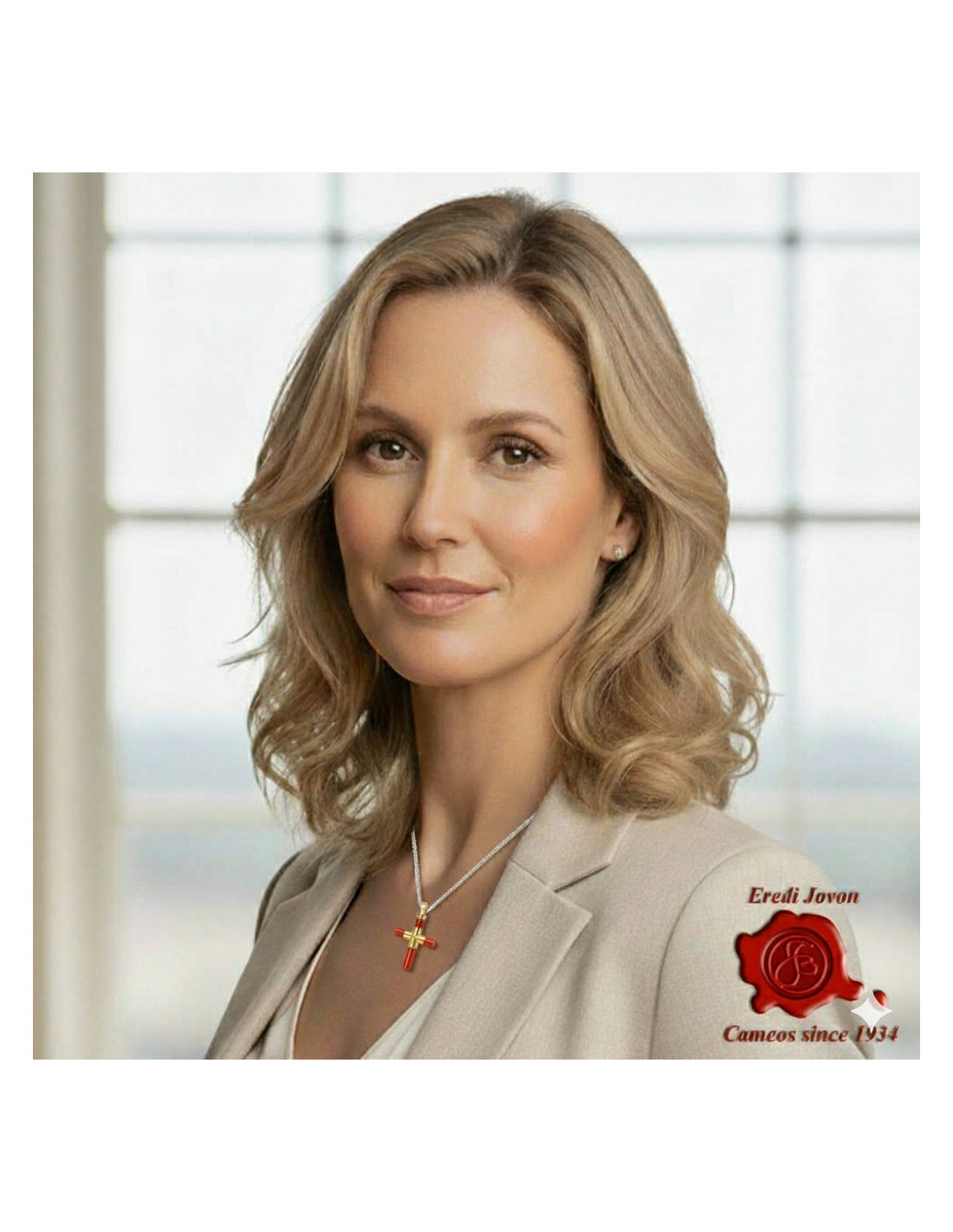 Red Coral Cross in Gold Red Coral Cross in Gold