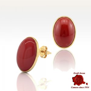 Orecchino Corallo Rosso Oro Classico