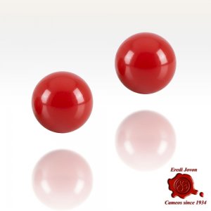Corallo Rosso Orecchino Pallino Oro 2