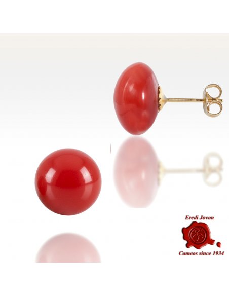 Corallo Rosso Orecchino Pallino Oro