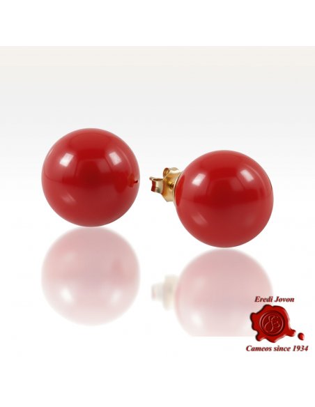 Corallo Rosso Orecchino Pallino Oro