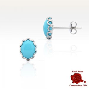 Turquoise Stud Earrings Silver Everyday Use