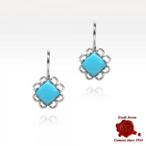 Orecchini Argento Turchese Quadrati