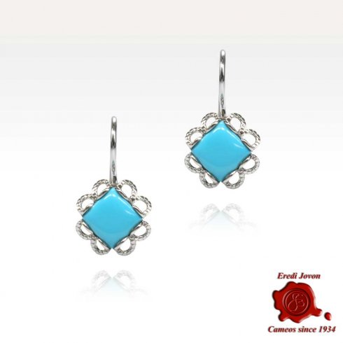 Orecchini Argento Turchese Quadrati Orecchini Argento Turchese Quadrati