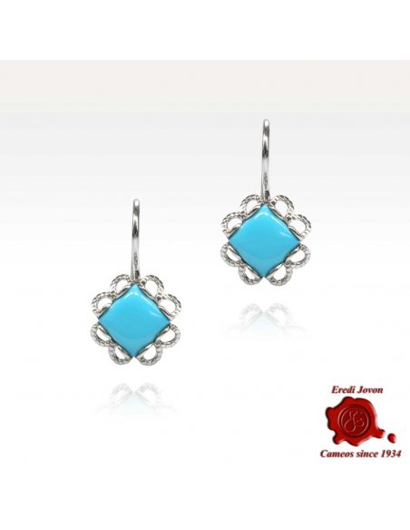 Orecchini Argento Turchese Quadrati Orecchini Argento Turchese Quadrati