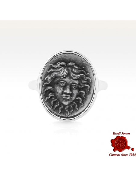 Medusa Anello Sigillo Argento
