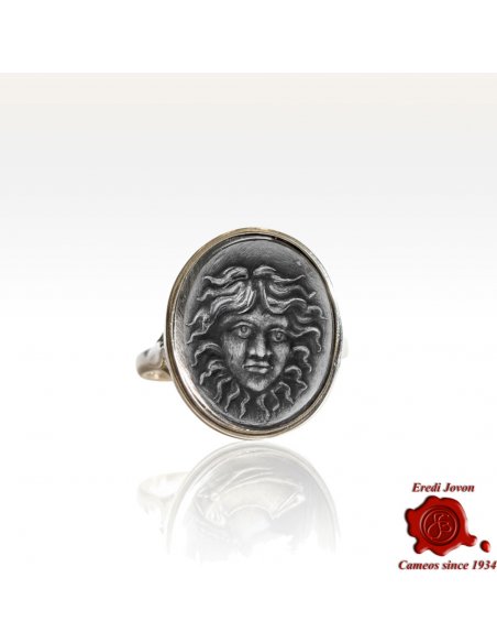 Medusa Anello Sigillo Argento